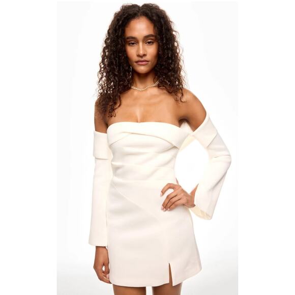TOJHÀ Emmaline White Off-Shoulder Cocktail Dress - Size 14 - Picture 1 of 11